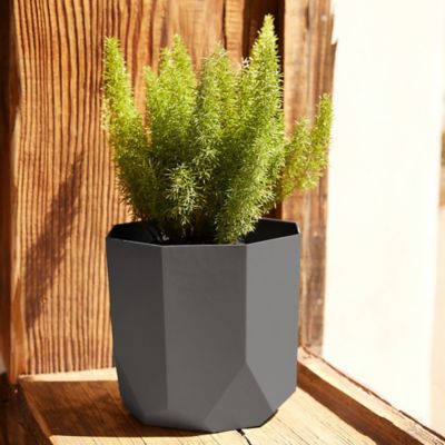 Image showing  2.7 gal. Plastic Tuxton Modern Hexagonal Small Planter, 10 in.