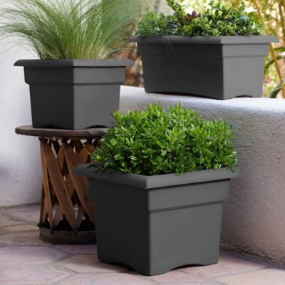 Image showing 5 th Bloem 9 gal. Plastic Veranda Square Deck Box Planter, 18 in., Matte Finish