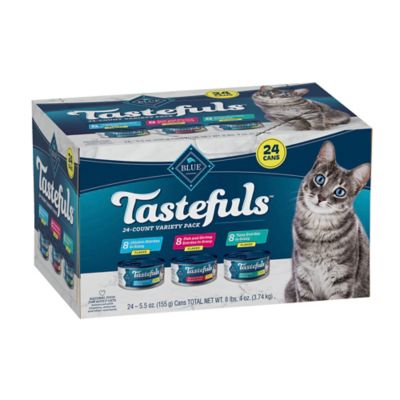 Blue Buffalo Tastefuls Flaked Wet Cat Food Variety, Tuna, Chicken, Fish&Shrimp in Gravy 5.5 oz. Cans (24Ct, 8 of Each)