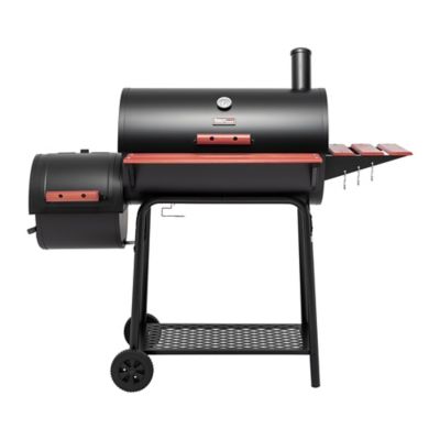 Royal Gourmet 30 in. Charcoal Grill with Offset Smoker, Wood-Painted Side & Front Table, 811 sq. in. Cooking Space, CC1830W