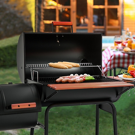 Royal Gourmet 30 in. Charcoal Grill with Offset Smoker, Wood-Painted Side &  Front Table, 811 sq. in. Cooking Space, CC1830W at Tractor Supply Co.