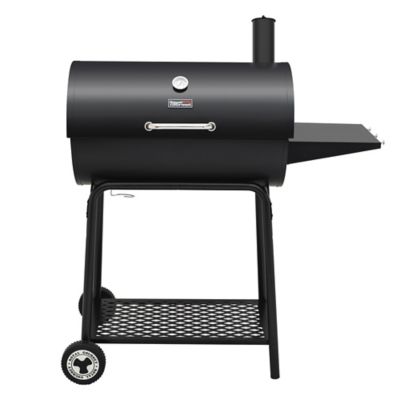 Royal Gourmet 30 in. Barrel Charcoal Grill with Side Table & Bottom Shelf for Backyard Parties, 627 sq. in., Black, CC1830