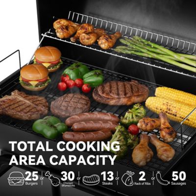 Image showing  Barrel Charcoal Grill with Side Table and Bottom Shelf, 627 sq. in., Black