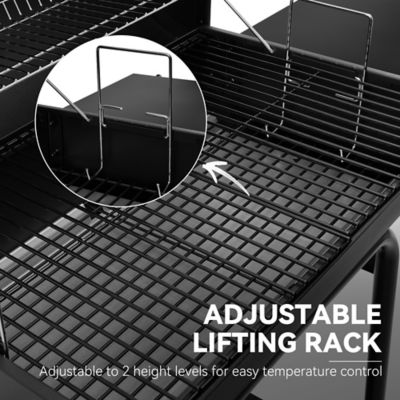 Image showing  Barrel Charcoal Grill with Side Table and Bottom Shelf, 627 sq. in., Black