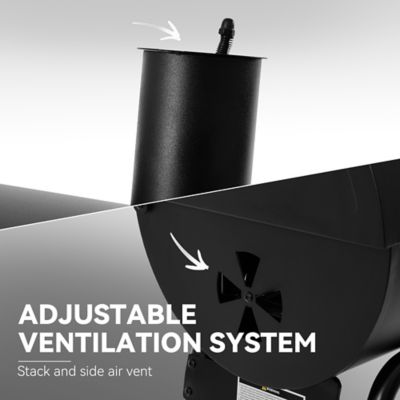 Image showing 5 th Royal Gourmet Barrel Charcoal Grill with Side Table and Bottom Shelf, 627 sq. in., Black