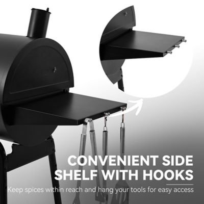 Image showing 6 th Royal Gourmet Barrel Charcoal Grill with Side Table and Bottom Shelf, 627 sq. in., Black