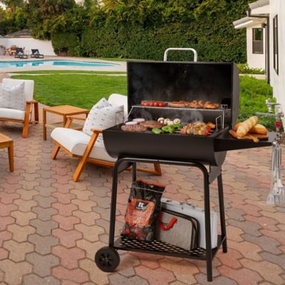 Image showing 9 th Royal Gourmet Barrel Charcoal Grill with Side Table and Bottom Shelf, 627 sq. in., Black