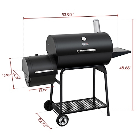 Royal Gourmet 30 in. Barrel Charcoal Grill with Wheels, Front Storage  Basket with Hooks, BBQ & Outdoor Cooking, Black, CC1830T at Tractor Supply  Co.
