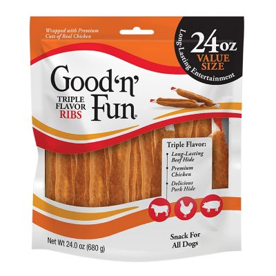 Spectrum Brands Pet Good 'N' Fun Triple Flavor Ribs Dog Chew Treats, 24 oz.