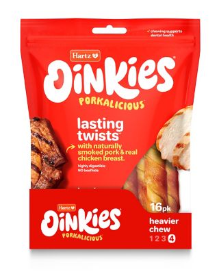 Oinkies Hartz Pig Skin Twists with Chicken - 16 Pack