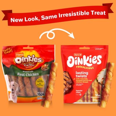 Image showing 7 th Oinkies Hartz Pig Skin Twists with Chicken Dog Chew Treats, 16 ct.