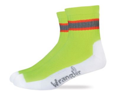 Wrangler Ultra-Dri Year Round Hi-Vis Seamless Toe Quarter Boot Sock Made in USA 2 pk., 492 GRN