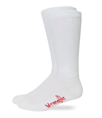 Wrangler Ultra-Dri NON BINDING Moisture Wicking Year Round Boot Sock with Seamless Toe Made in USA 1 Pair, 9377 WHITE