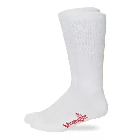 Wrangler Ultra-Dri Non-Constricting Moisture-Wicking All-Year Boot Socks with Seamless Toe Made in USA 1 Pair 9377 WHITE Men's Crew Socks