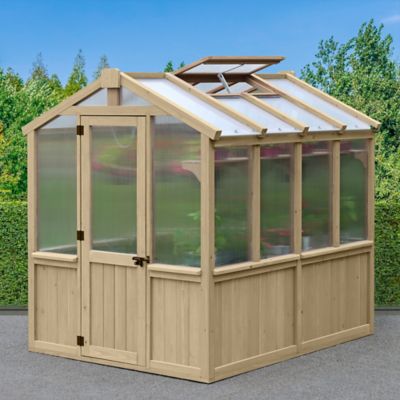 Image showing  6.7 ft. L x 7.8 ft. W Natural Cedar Meridian Greenhouse