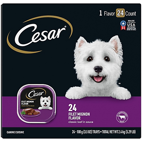 Cesar Soft Wet Dog Food Classic Loaf in Sauce Filet Mignon Flavor Multipack (24) 3.5 oz. Easy Peel Trays