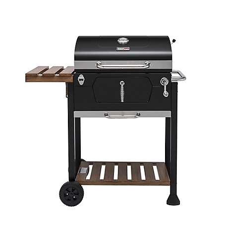 Royal Gourmet 24 in. Charcoal Grill, BBQ Smoker with Handle and Folding Table, 490 sq. in. Cooking Space, Black, CD1824M