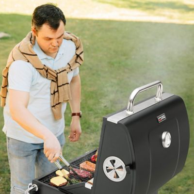 Image showing 8 th Royal Gourmet BBQ Barrel Charcoal Grill with Handle and Folding Table, 490 sq. in., Black