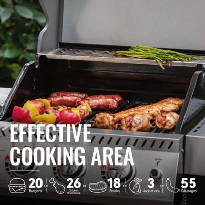 Image showing  3-Burner Stainless Steel Propane Gas Grill with Side Tables, Gray