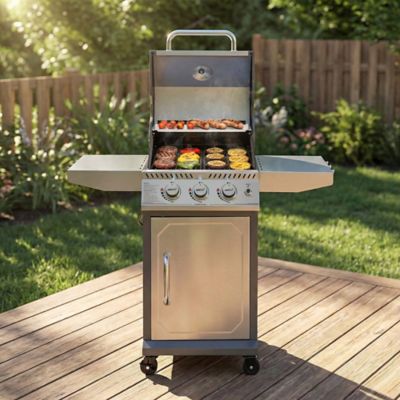 Image showing 9 th Royal Gourmet 3-Burner Stainless Steel Propane Gas Grill with Side Tables, Gray