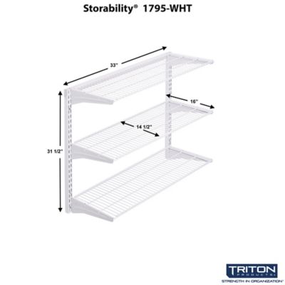 Image showing  Wall Mount Shelving Unit with 3 Steel Wire Shelves & Mounting Hardware, 1795-WHT