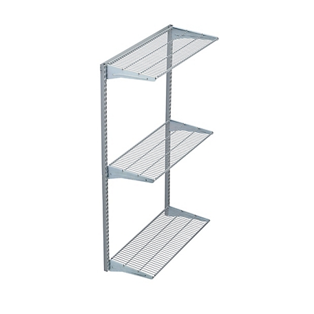 Triton Products Wall Mount Shelving Unit with 3 Steel Wire Shelves & Mounting Hardware, 1799