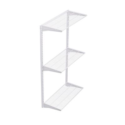 Triton Products Wall Mount Shelving Unit with 3 Steel Wire Shelves & Mounting Hardware, 1799-WHT