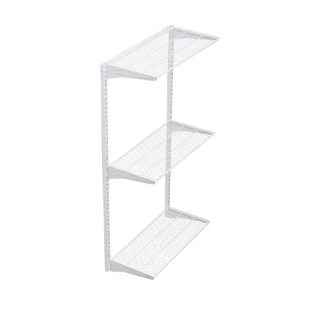 Triton Products Wall Shelf with 3 Steel Wire Shelves and Mounting Hardware 1799-WHT Mounted Garage Shelves