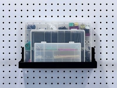 Image showing  12 in. W x 6 in. D Black Epoxy Coated Steel Pegboard Shelf for 1/8 in. and 1/4 in. Pegboard