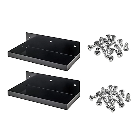 Triton Products 12 in. W x 6 in. D Black Epoxy Coated Steel Pegboard Shelf for 1/8 in. and 1/4 in. Pegboard, 2 Pack