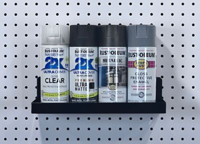 Image showing  12 In. W x 6 In. D Black Epoxy Coated Steel Pegboard Shelf with 36 pc. DuraHook Assortment