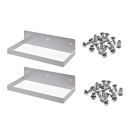 Triton Products 12 in. W x 6 in. D White Epoxy Coated Steel Pegboard Shelf for 1/8 in. and 1/4 in. Pegboard, 2 Pack