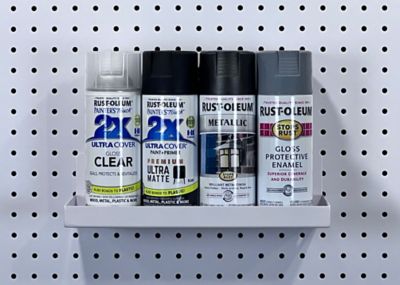 Image showing  12 In. W x 6 In. D White Epoxy Coated Steel Pegboard Shelf with 36 pc. DuraHook Assortment