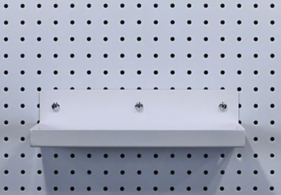 Image showing 6 th Triton Products 12 In. W x 6 In. D White Epoxy Coated Steel Pegboard Shelf with 36 pc. DuraHook Assortment