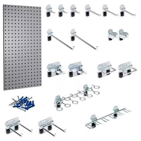 Triton Products Square Hole Epoxy Pegboards with 18 Pieces Lochook Assortment and Mounting Hardware LB18-1GH-KIT Pegboards