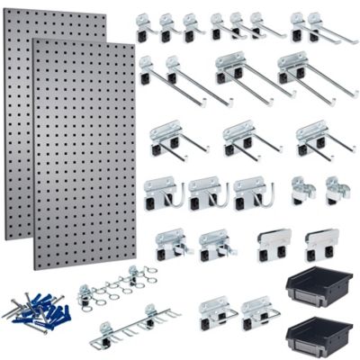 Triton Products Steel Square Hole Pegboards with 30 pc. Lochook Assortment & Hanging Bin System, LB18-GKIT