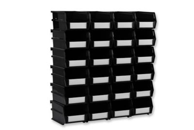 Triton Products 5-3/8 in. L x 4-1/8 in. W x 3 in. H Black Stacking, Hanging, Interlocking Polypropylene Bins, 24 CT