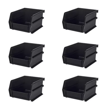 Triton Products 5-3/8 in L x 4-1/8 in W x 3 in H Black Stackable Hanging and Locking Polypropylene 6 CT Bin Organizers