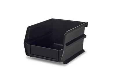 Image showing  5-3/8 in. L x 4-1/8 in. W x 3 in. H Black Stacking, Hanging, Interlocking Polypropylene Bins, 6 CT