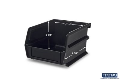 Image showing  5-3/8 in. L x 4-1/8 in. W x 3 in. H Black Stacking, Hanging, Interlocking Polypropylene Bins, 6 CT