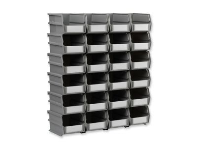 Triton Products 5-3/8 in. L x 4-1/8 in. W x 3 in. H Gray Stacking, Hanging, Interlocking Polypropylene Bins, 24 CT