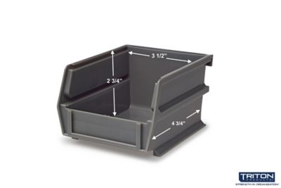 Image showing  5-3/8 in. L x 4-1/8 in. W x 3 in. H Gray Stacking, Hanging, Interlocking Polypropylene Bins, 24 CT