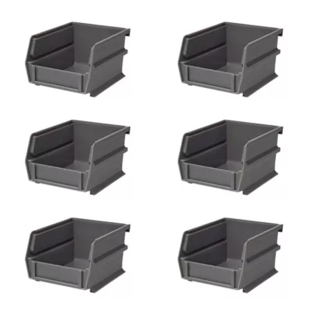 Triton Products 5-3/8 in L x 4-1/8 in W x 3 in H Gray Stackable Hanging and Locking Polypropylene 6 CT Bin Organizers