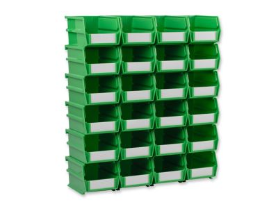 Triton Products 5-3/8 in. L x 4-1/8 in. W x 3 in. H Green Stacking, Hanging, Interlocking Polypropylene Bins, 24 CT