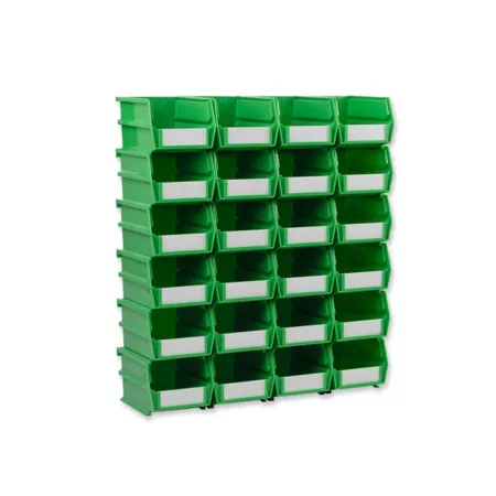 Triton Products 5-3/8 in L x 4-1/8 in W x 3 in H Green Stackable Hanging Locking Polypropylene Bins 24 CT Bin Organizers