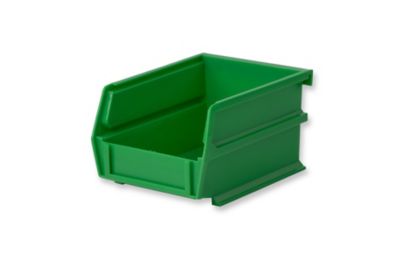 Image showing  5-3/8 in. L x 4-1/8 in. W x 3 in. H Green Stacking, Hanging, Interlocking Polypropylene Bins, 6 CT