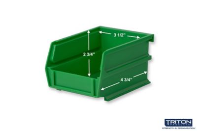 Image showing  5-3/8 in. L x 4-1/8 in. W x 3 in. H Green Stacking, Hanging, Interlocking Polypropylene Bins, 6 CT