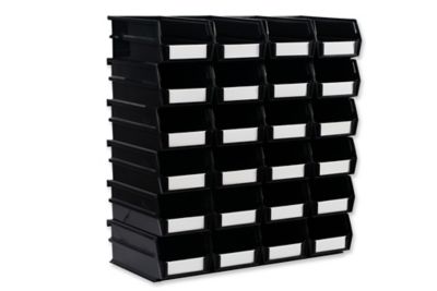 Triton Products 7-3/8 in. L x 4-1/8 in. W x 3 in. H Black Stacking, Hanging, Interlocking Polypropylene Bins, 24 CT