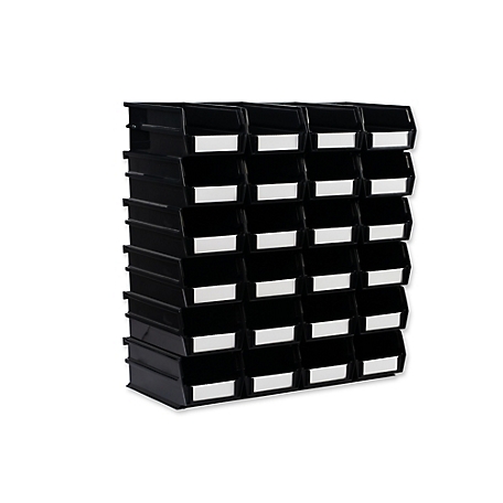 Triton Products 7-3/8 in. L x 4-1/8 in. W x 3 in. H Black Stacking, Hanging, Interlocking Polypropylene Bins, 24 CT