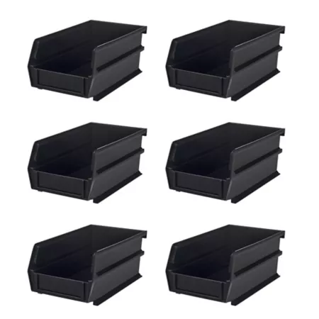 Triton Products 7-3/8 in L x 4-1/8 in W x 3 in H Black Stackable Hanging and Locking Polypropylene 6 CT Storage Bins